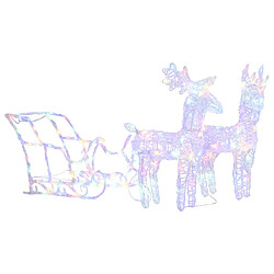 vidaXL Décoration Rennes et Traîneau 160 LED