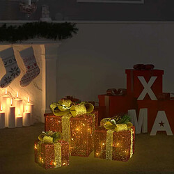 vidaXL Boîtes-cadeaux de Noël LED - 3 pcs