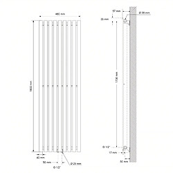 LuxeBath Stella Radiateur 480x1800 mm - Chrome