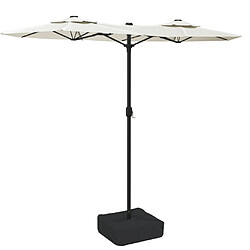 vidaXL Parasol double tête 316 cm - Blanc sable