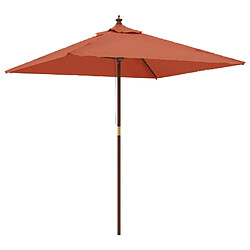 VidaXL Parasol avec mât en bois - Terre cuite
