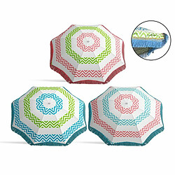 Bigbuy Parasol de jardin octogonal - Blanc motifs bleu vert rose