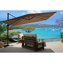 Concept Usine Parasol marron déporté rectangle 3 x 4 m rotatif à 360 CESARE