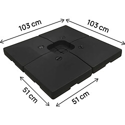 Avis Habitat Et Jardin 4 Dalles à lester pour gros parasol déporté - 4 x 3 - 104 KG - Noir