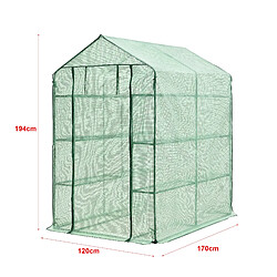Helloshop26 Serre de jardin vale en acier et polyéthylène avec étagères intégrées 120 x 170 x 194 cm vert 03_0008258