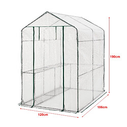 Helloshop26 Serre de jardin en acier et polyéthylène avec étagères intégrées 120 x 186 x 190 cm 03_0008255