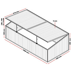 Helloshop26 Mini serre de jardin en aluminium et polycarbonate 100 x 60 x40 cm ouverture par vérin potager 16_0002679