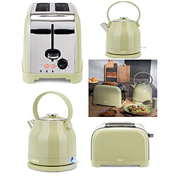 Livoo Set petit-déjeuner rétro bouilloire & grille-pain - Vert