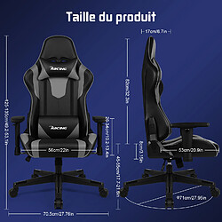 Lexzurn Chaise Gaming - Noir et Gris