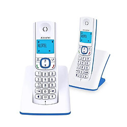 Téléphone sans fil - ALCATEL - F530 Duo - 2 combinés, blocage d'appels, mains libres, 2 mémoires directes, Blanc/Bleu