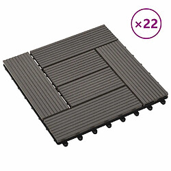 vidaXL Carreaux de terrasse 30 x 30 cm - Marron foncé