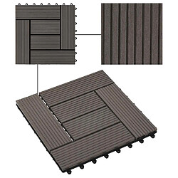 vidaXL Carreaux de terrasse 30 x 30 cm - Marron foncé pas cher