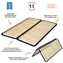 Sedac Sommier pliable à lattes - Gris