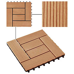 vidaXL Carreau de terrasse WPC 1 m² - Teck pas cher