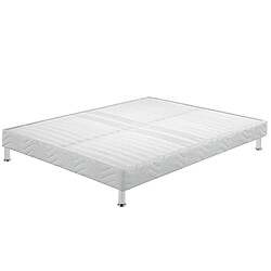 EBAC Sommier Omega 120x190 cm Sommier tapissier avec pieds métal - Structure sapin massif - 2x18 lattes - Fabrication française - Blanc