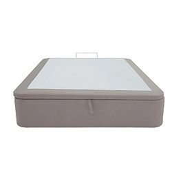 Dreamea Sonny 2 Sommier coffre - 140 x 190 cm - Taupe - Caisson de rangement