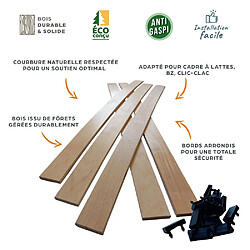 Aob Diffusion 10 lattes + embouts - 874x48x8 mm - pour sommier / bz / clic clac