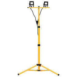 VidaXL Projecteur LED avec trépied - 2x10W - Blanc froid Projecteur LED - Aluminium et acier - 1400 lm - 6000K - Trépied réglable - Incl. câble 3m