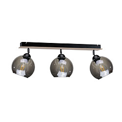 Lumière Barre de spots de plafond en bois noir, 60cm, 3x E27 