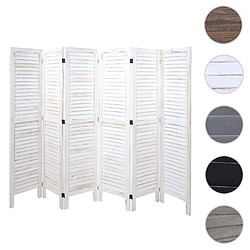 Mendler Paravent HWC-G30 6 pans, Blanc 240x170 cm