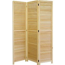 Decoshop26 Paravent 3 panneaux en bois naturel - 120x170