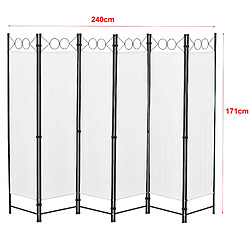 Helloshop26 Paravent Blanc 6 Panneaux