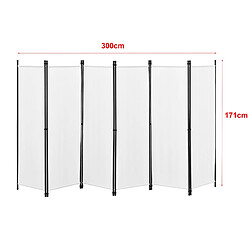 Helloshop26 Paravent 6 panneaux 171 x 300 cm - Blanc