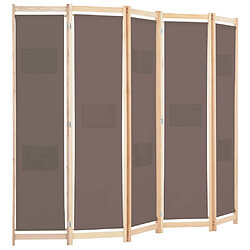 Helloshop26 Paravent 5 panneaux 200 x 170 cm - Marron