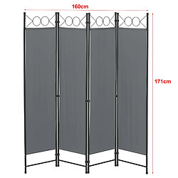 Helloshop26 Paravent 4 Panneaux Gris Foncé