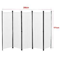 Helloshop26 Paravent Blanc 5 Panneaux
