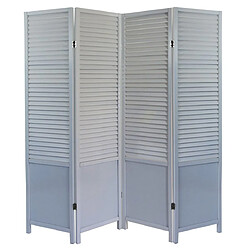 Pegane Paravent Bois Blanc - 4 Pans H160 cm