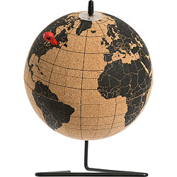 Atmosphera Globe Terrestre en liège à poser modèle Collect - Noir et beige - Diam. 15 cm