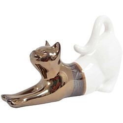 Drimmer Statuette Chat Allongé - Blanc et Or