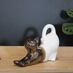 Drimmer Statuette Chat Allongé - Blanc et Or