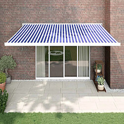 vidaXL Auvent rétractable 4x3 m Bleu/Blanc Auvent rétractable - Aluminium - 400 x 300 cm - Pose murale - Polyester avec revêtement PU