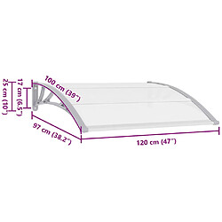 vidaXL Auvent de porte PC 120 x 100 cm - Gris pas cher