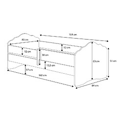 HT MEUBLES Lit enfant FIONA avec matelas - Princesse 160x80 cm pas cher
