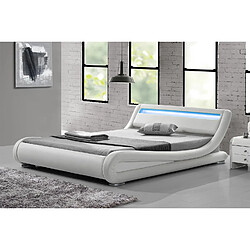 Concept Usine Cadre de lit LED Blanc 140x190 cm