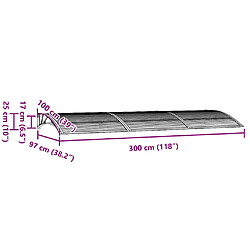 vidaXL Auvent de porte PC 300x100 cm - Noir pas cher
