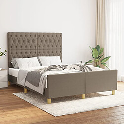 VIDAXL Cadre de Lit Taupe 140x200 cm Tissu Cadre de lit - Tissu taupe - Tête de lit réglable - Pieds robustes