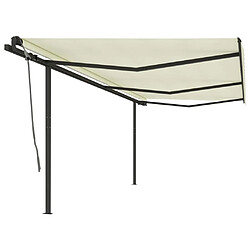 vidaXL Store rétractable automatique avec poteaux - Crème - 6x3 m