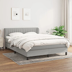 vidaXL Sommier à Lattes 140x190 cm - Gris Clair Sommier avec matelas - Tissu durable - Matelas à ressorts ensachés
