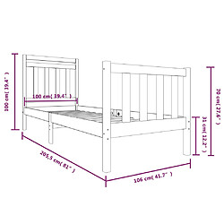 vidaXL Cadre de lit sans matelas bois massif 100x200 cm pas cher