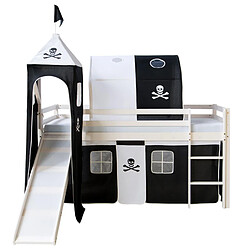 Homestyle4u Mezzanine avec Tunnel 90x200 - Pirate Noir