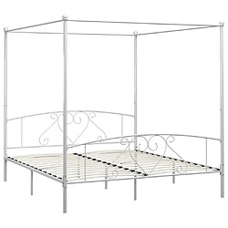 vidaXL Cadre de lit à baldaquin sans matelas blanc métal 200x200 cm