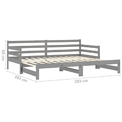 vidaXL Lit coulissant Gris 2x(90x200) cm bois de pin pas cher