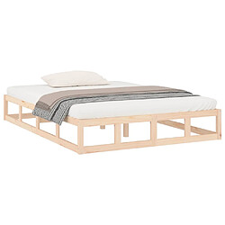 Avis VIDAXL Cadre de lit - Bois massif 135x190 cm
