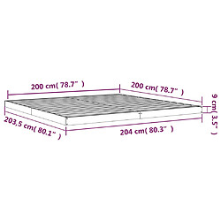 VidaXL Cadre de lit 200x200 cm - Bois massif pas cher
