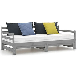 Acheter vidaXL Lit coulissant Gris 2x(90x200) cm bois de pin