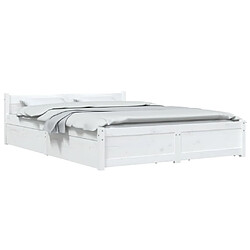 Avis vidaXL Cadre de lit avec tiroirs 135x190 cm - Blanc